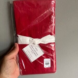 Pottery Barn Belgian Flax Linen Savannah Napkins Cherry Red Set of 4 Fringed NEW